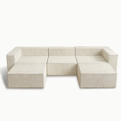 Module en velours côtelé avec deux canapés ottomans à compression