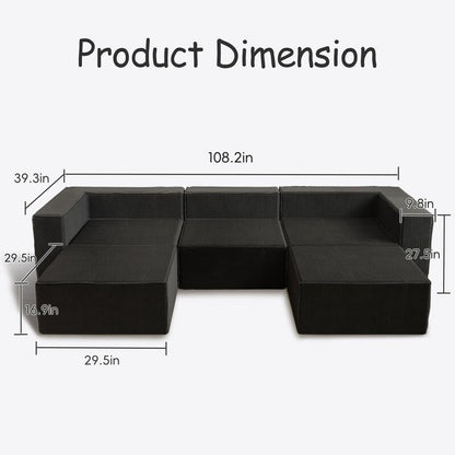 Module en velours côtelé avec deux canapés ottomans à compression