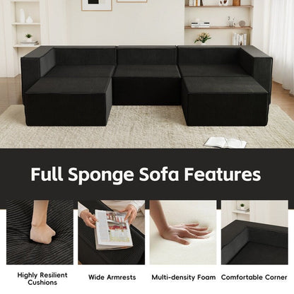 Module en velours côtelé avec deux canapés ottomans à compression