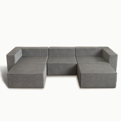 Module en velours côtelé avec deux canapés ottomans à compression