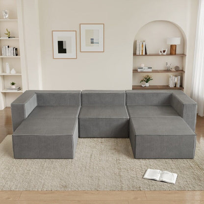 Module en velours côtelé avec deux canapés ottomans à compression