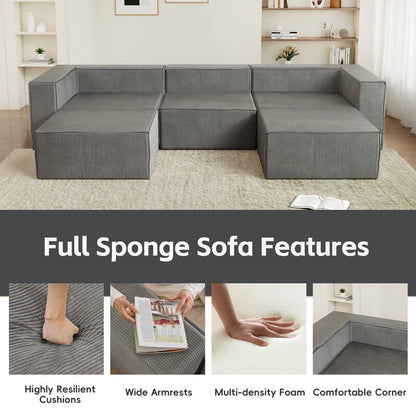 Module en velours côtelé avec deux canapés ottomans à compression