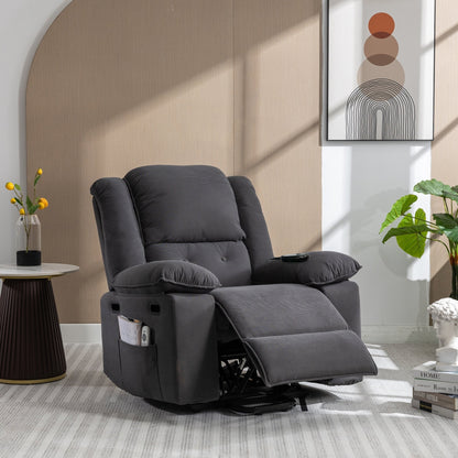 Fauteuil inclinable électrique en velours côtelé pour personnes âgées avec massage et chauffage réglables, angles d'inclinaison infinis et accoudoirs gain de place