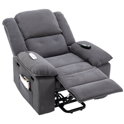 Fauteuil inclinable électrique en velours côtelé pour personnes âgées avec massage et chauffage réglables, angles d'inclinaison infinis et accoudoirs gain de place
