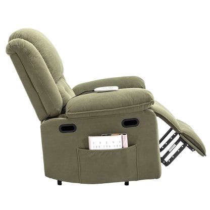 Fauteuil inclinable électrique en velours côtelé pour personnes âgées avec massage et chauffage réglables, angles d'inclinaison infinis et accoudoirs gain de place