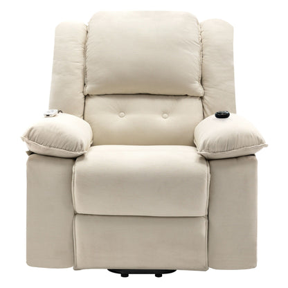 Fauteuil inclinable électrique en velours côtelé pour personnes âgées avec massage et chauffage réglables, angles d'inclinaison infinis et accoudoirs gain de place