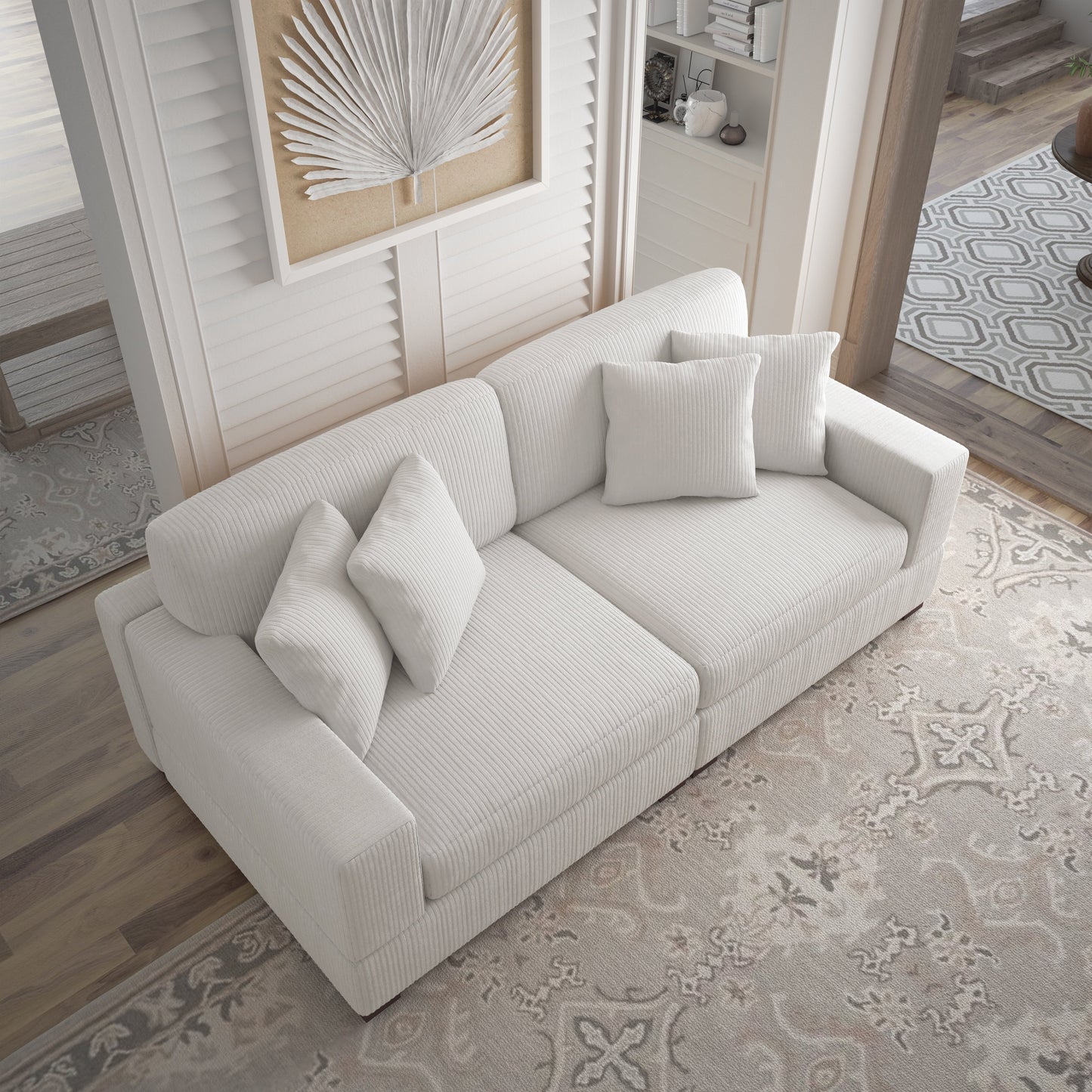 Canapé modulable sectionnel en velours côtelé avec oreillers