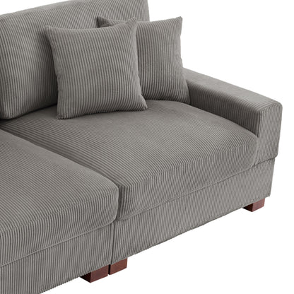 Canapé modulable sectionnel en velours côtelé avec oreillers