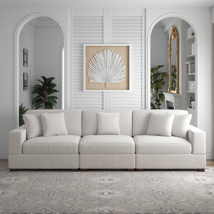 Canapé modulable sectionnel en velours côtelé avec oreillers