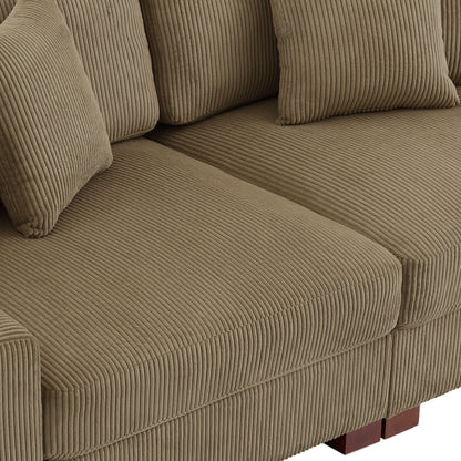 Canapé modulable sectionnel en velours côtelé avec oreillers