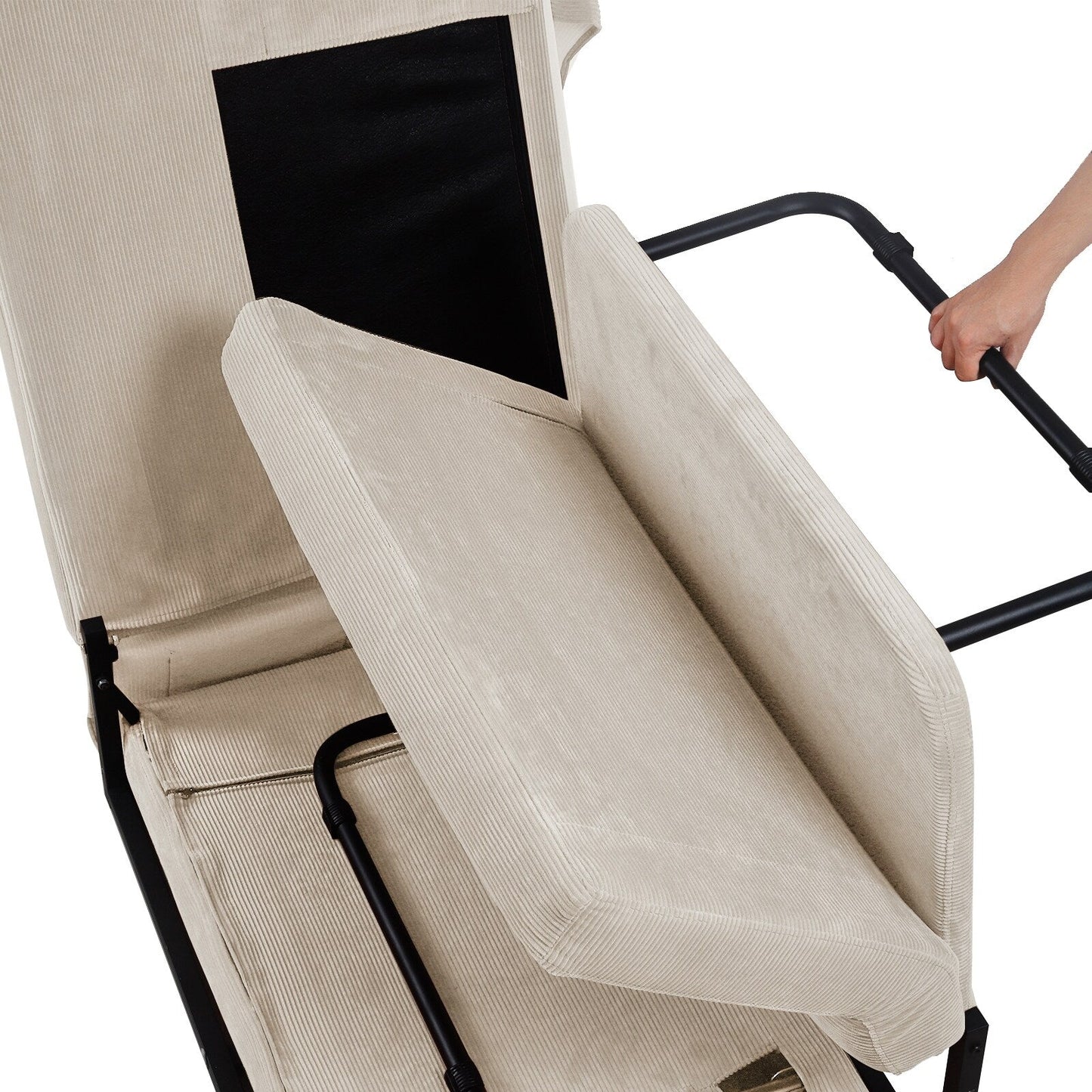 Canapé-lit simple convertible en velours côtelé avec dossier inclinable