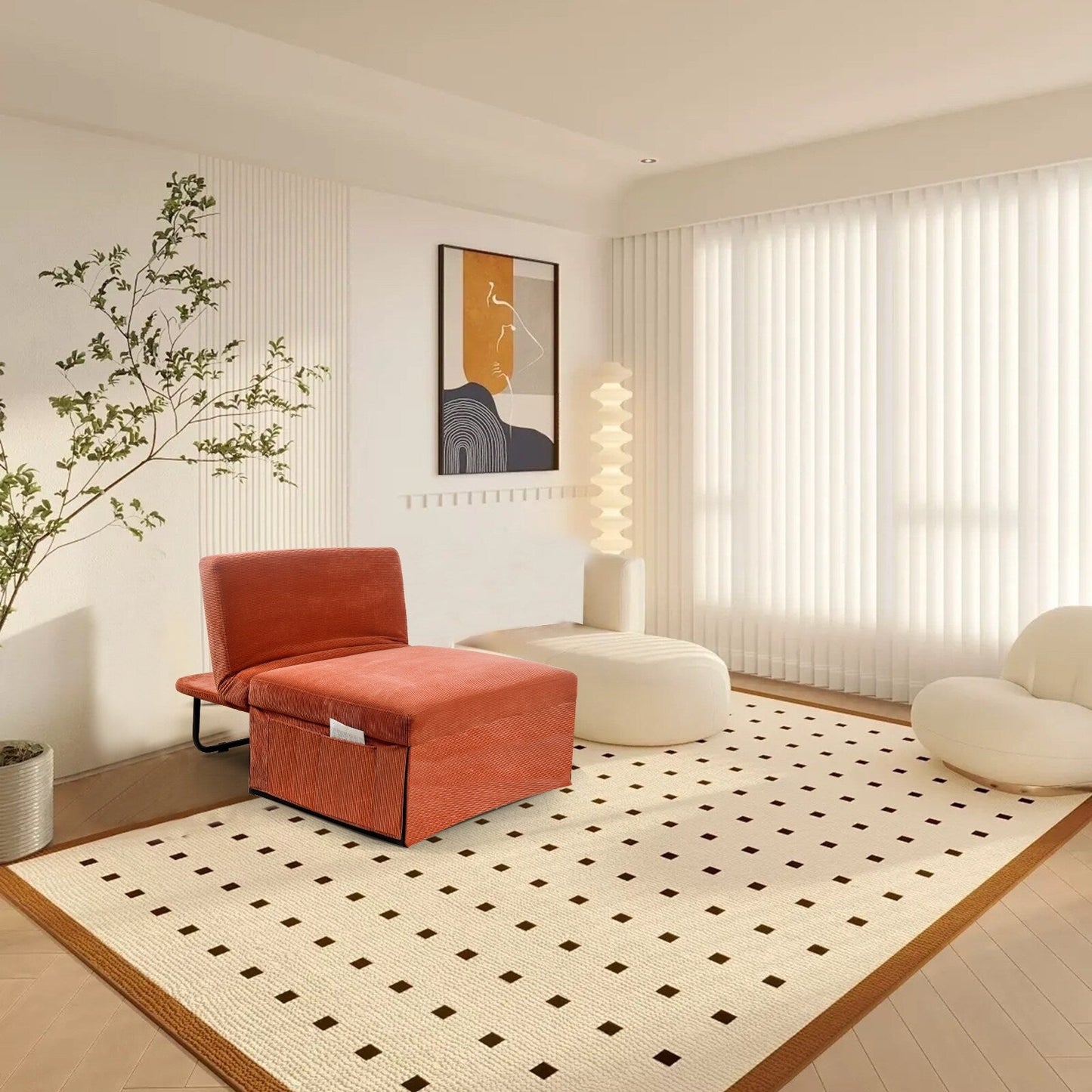 Canapé-lit simple convertible en velours côtelé avec dossier inclinable