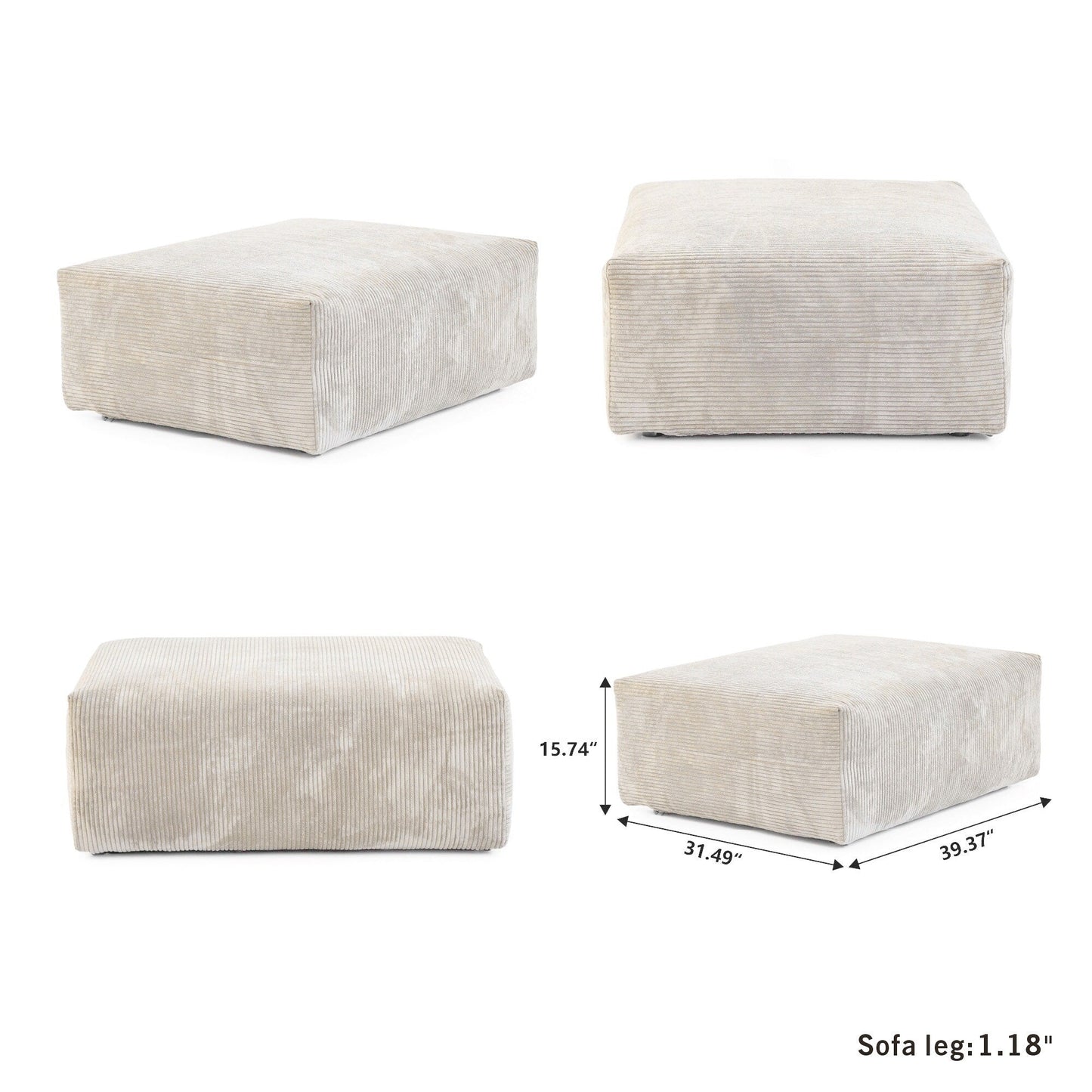 Canapé-lit ottoman en velours côtelé