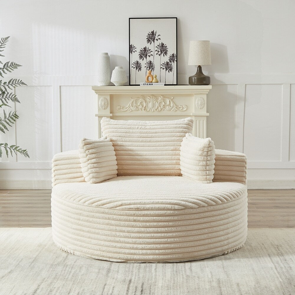 Canapé simple en velours côtelé éponge, aucun assemblage requis