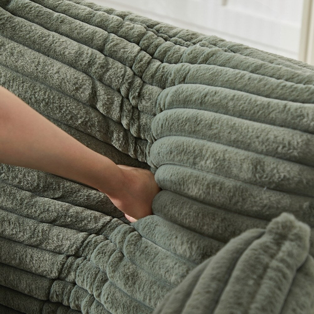 Canapé simple en velours côtelé éponge, aucun assemblage requis