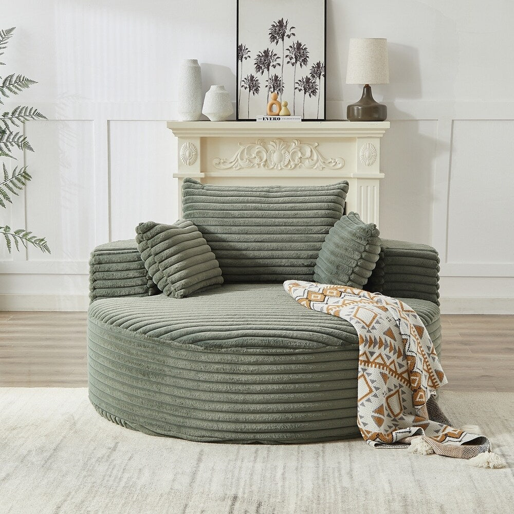 Canapé simple en velours côtelé éponge, aucun assemblage requis