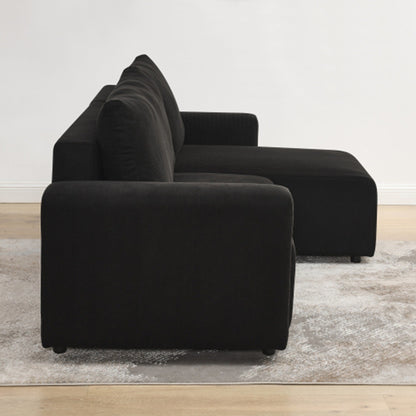 Canapé-lit 3 places rembourré en velours côtelé