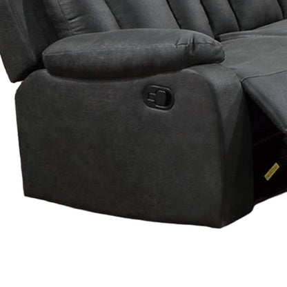 Canapé inclinable manuel Corie, 83 pouces, bois massif, similicuir gris