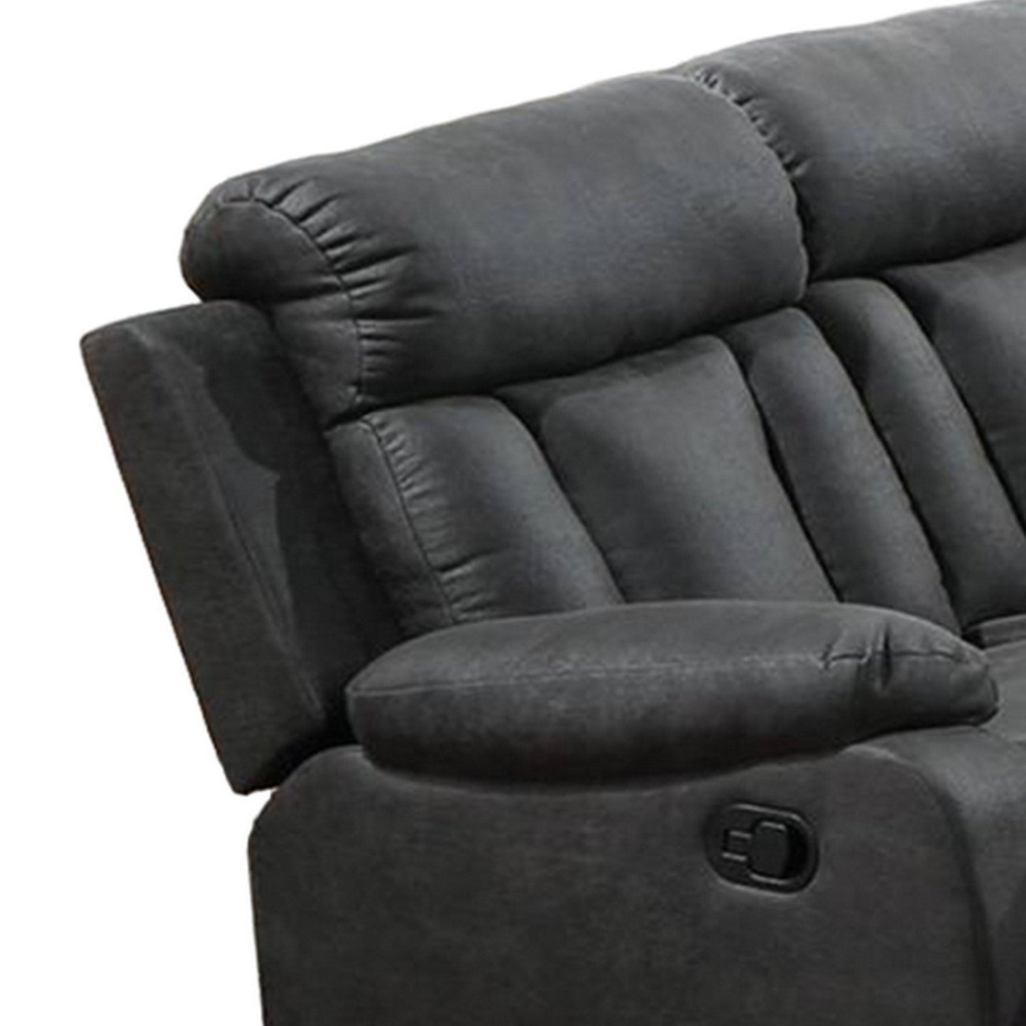 Canapé inclinable manuel Corie, 83 pouces, bois massif, similicuir gris