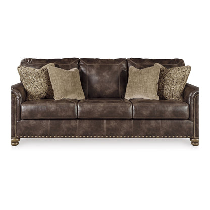 Canapé Corvo, similicuir marron café, 4 coussins décoratifs, 97 pouces