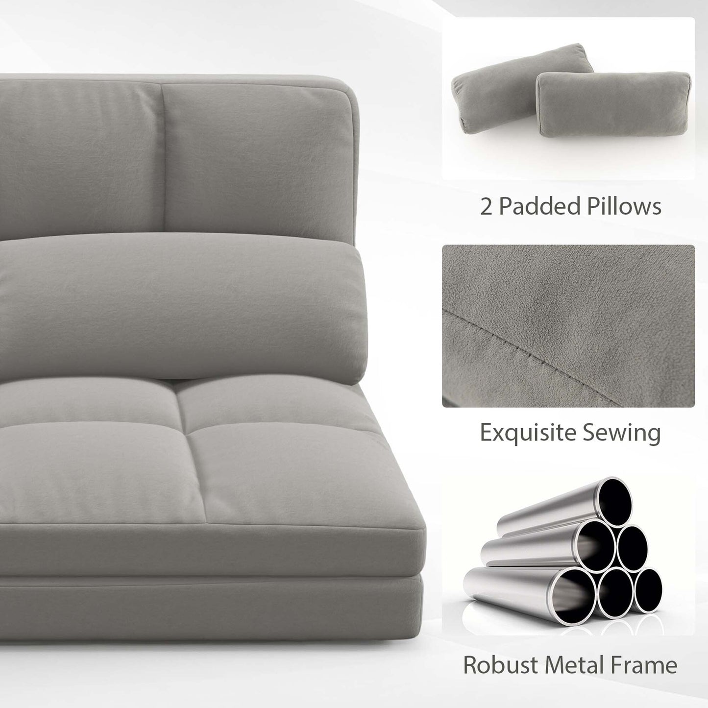 Canapé-lit de sol Costway avec 2 oreillers et dossier réglable en 6 positions - Voir les détails