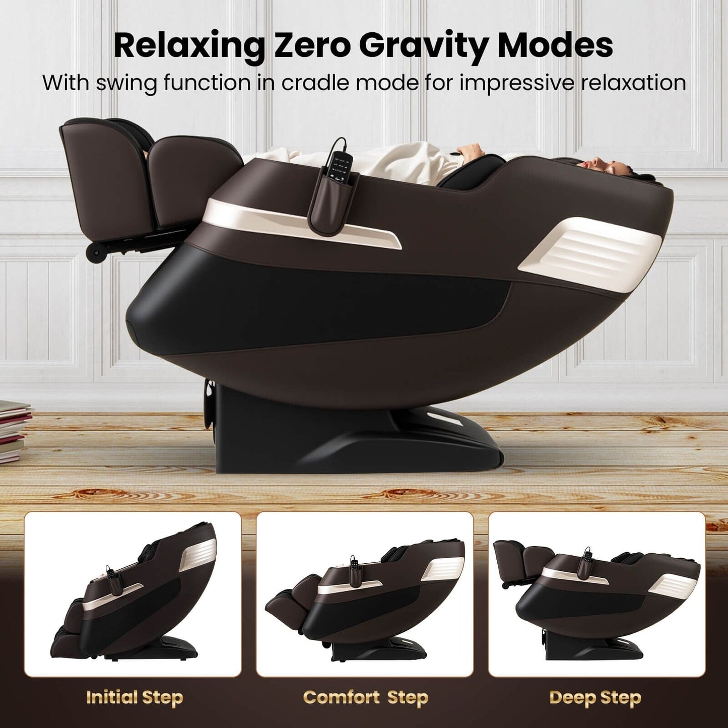 Fauteuil de massage complet Costway avec coussins gonflables, chauffe-taille et rouleaux pour les pieds