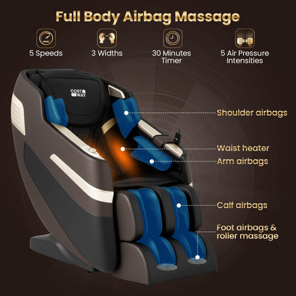 Fauteuil de massage complet Costway avec coussins gonflables, chauffe-taille et rouleaux pour les pieds