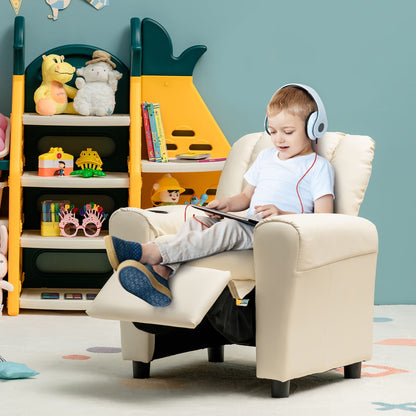 Fauteuil inclinable pour enfants Costway en cuir synthétique avec accoudoirs et repose-pieds
