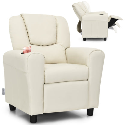 Fauteuil inclinable pour enfants Costway en cuir synthétique avec accoudoirs et repose-pieds