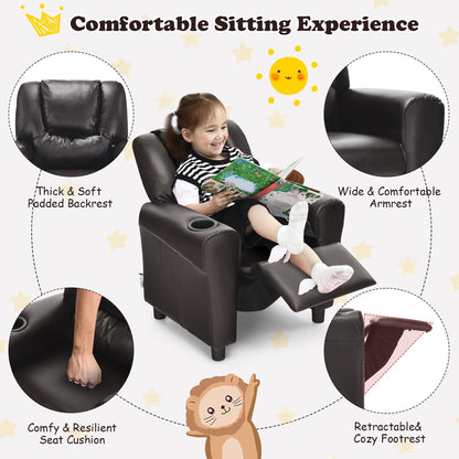 Fauteuil inclinable pour enfants Costway en cuir synthétique avec accoudoirs et repose-pieds