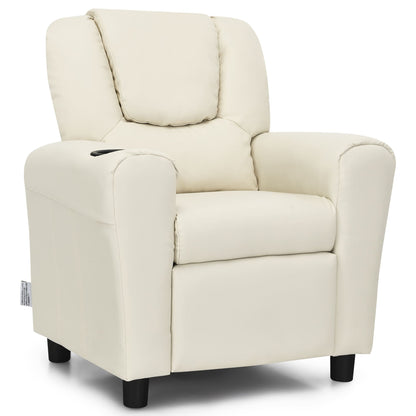 Fauteuil inclinable pour enfants Costway en cuir synthétique avec accoudoirs et repose-pieds