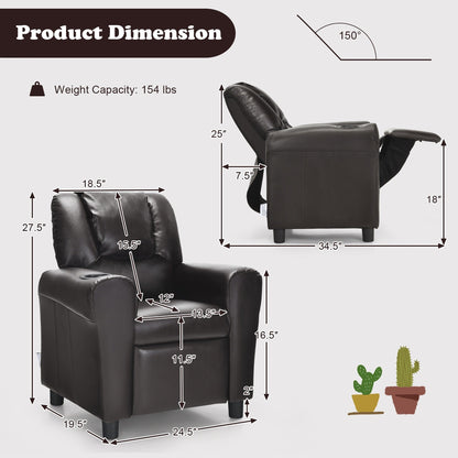 Fauteuil inclinable pour enfants Costway en cuir synthétique avec accoudoirs et repose-pieds