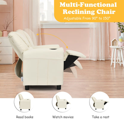 Fauteuil inclinable pour enfants Costway en cuir synthétique avec accoudoirs et repose-pieds
