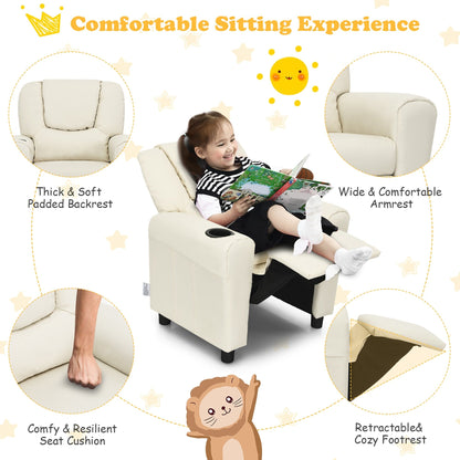 Fauteuil inclinable pour enfants Costway en cuir synthétique avec accoudoirs et repose-pieds