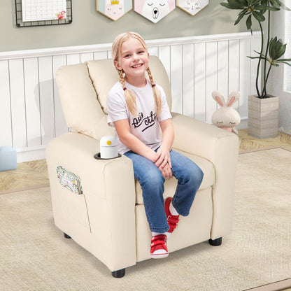 Fauteuil inclinable pour enfants Costway avec porte-gobelet et poche latérale réglable