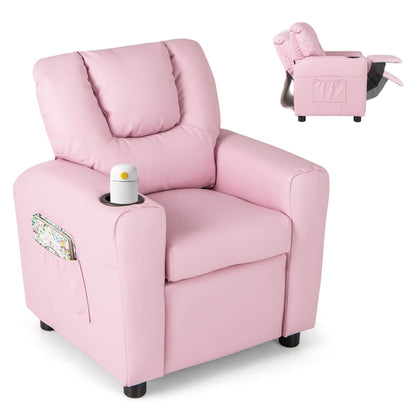 Fauteuil inclinable pour enfants Costway avec porte-gobelet et poche latérale réglable