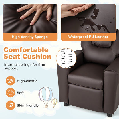 Fauteuil inclinable pour enfants Costway avec porte-gobelet et poche latérale réglable