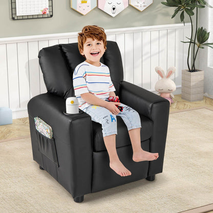 Fauteuil inclinable pour enfants Costway avec porte-gobelet et poche latérale réglable
