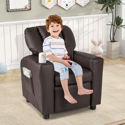 Fauteuil inclinable pour enfants Costway avec porte-gobelet et poche latérale réglable