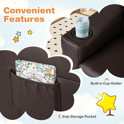 Fauteuil inclinable pour enfants Costway avec porte-gobelet et poche latérale réglable