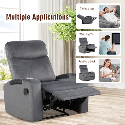 Fauteuil inclinable Costway, canapé simple, avec rangement pour accoudoirs et tasse