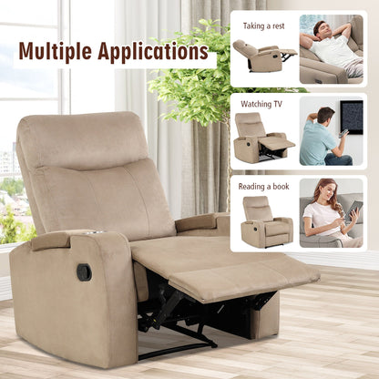 Fauteuil inclinable Costway, canapé simple, avec rangement pour accoudoirs et tasse
