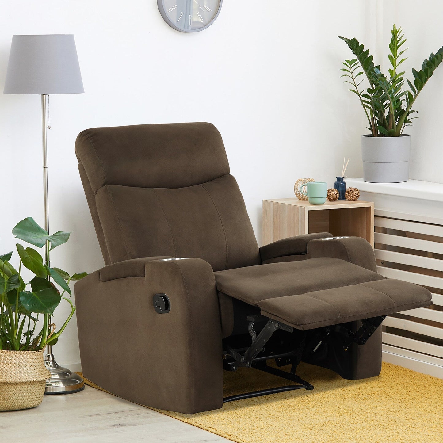 Fauteuil inclinable Costway, canapé simple, avec rangement pour accoudoirs et tasse