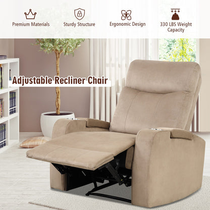 Fauteuil inclinable Costway, canapé simple, avec rangement pour accoudoirs et tasse
