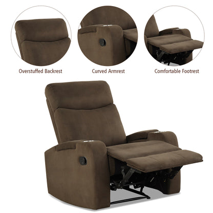 Fauteuil inclinable Costway, canapé simple, avec rangement pour accoudoirs et tasse