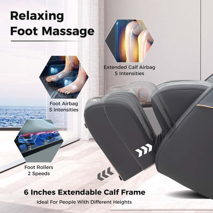 Fauteuil inclinable de massage zéro gravité Costway SL Track avec pied extensible thaïlandais