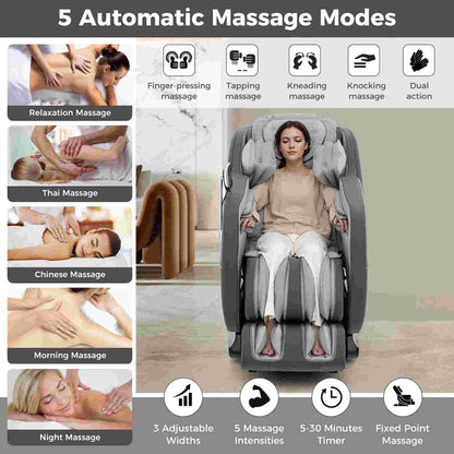 Fauteuil inclinable de massage zéro gravité Costway SL Track avec pied extensible thaïlandais