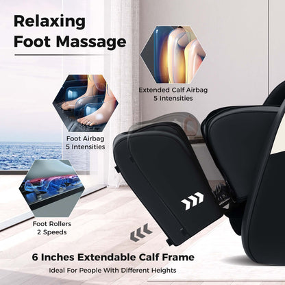 Fauteuil inclinable de massage zéro gravité Costway SL Track avec pied extensible thaïlandais