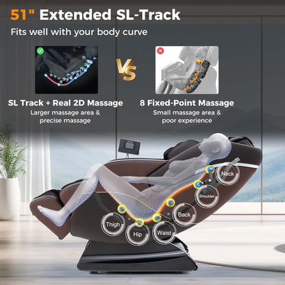 Fauteuil inclinable de massage zéro gravité Costway SL Track avec pied extensible thaïlandais