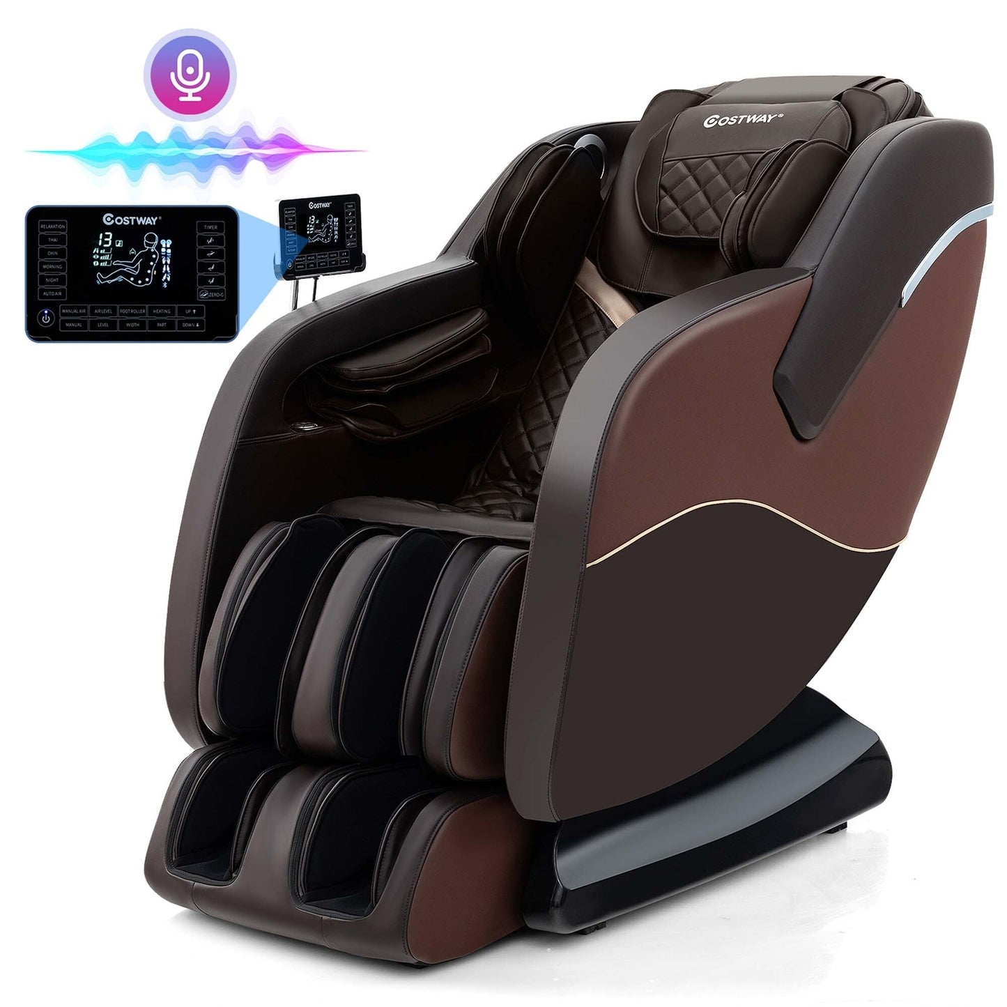 Fauteuil inclinable de massage zéro gravité Costway SL Track avec pied extensible thaïlandais